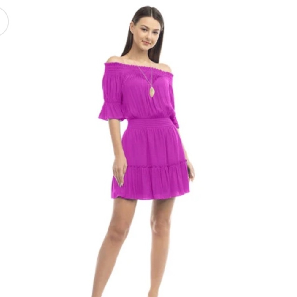 Purple mini off shoulder dress